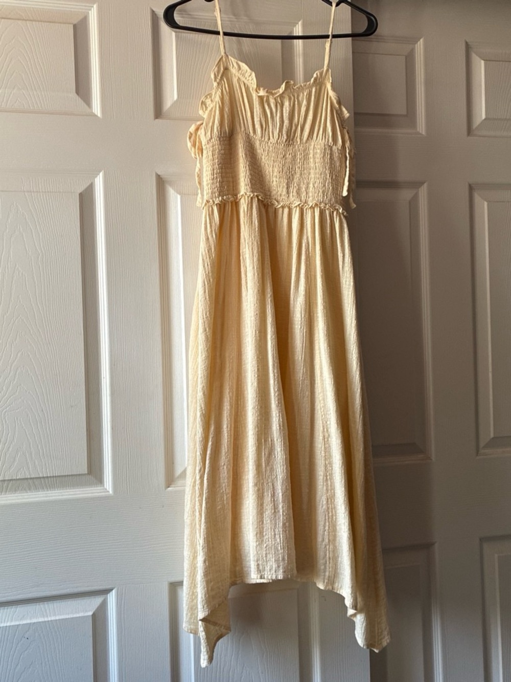 Light yellow Smocked Spaghetti Strap Maxi Dress - Urban Outfitters